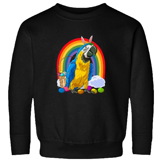 BlueAndYellow Macaw Easter Eggs Bunny Parrot Sweatshirts