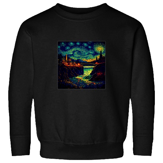 Surrealism Starry Night Niagara Falls Sweatshirts