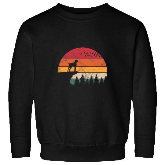 Dog Vizsla Sunset Retro Style for Men Women Sweatshirts