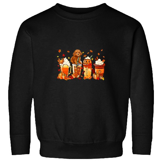 Poodles Autumn Fall Pumpkin Truck Mappe Thanksgiving259 Poodle dog Sweatshirts