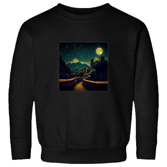 Surrealism Starry Night Great Wall of China 1 Sweatshirts