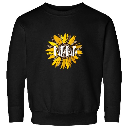 Nana Gift Leopard Print Sunflower Sun Flower Floral Grandma Sweatshirts