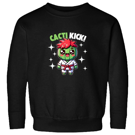 Kawaii Cactus in Karate Outfit Martial Arts kids boys 1 Sweatshirts