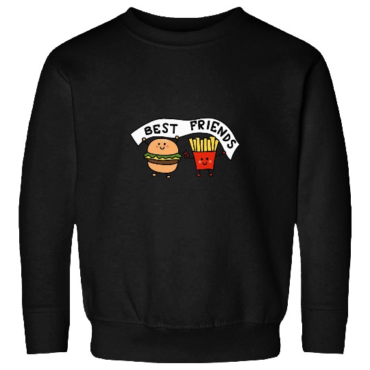 bests Friends Burger French Fries illustration Graphic Fun Sweatshirts
