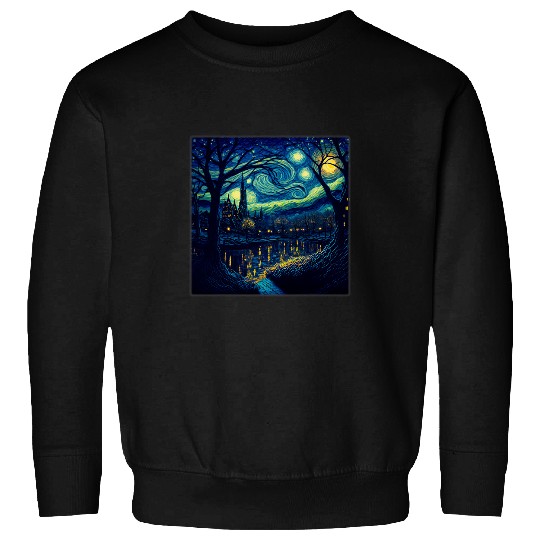 Surrealism Starry Night Urban Park Sweatshirts