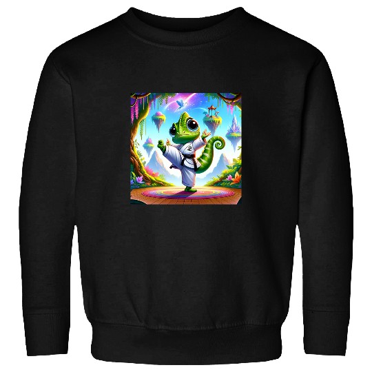 Kawaii Chameleon Karate Adorable Pose Karate Master Sweatshirts