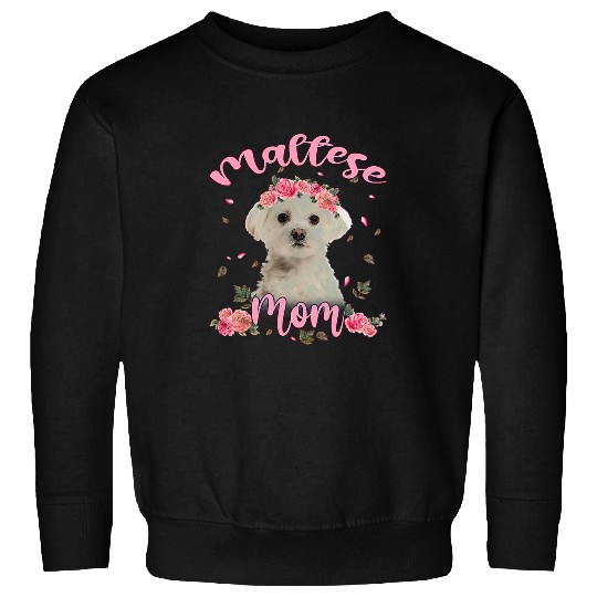 Dog Maltese cute maltese mom flower dog lover women s Sweatshirts