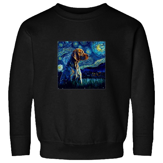 Dog Vizsla Surrealism Starry Night Vizsla dog Sweatshirts