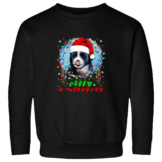 Merry Christmas Hands Sign Language Santa Bernedoodle Lover129 Sweatshirts