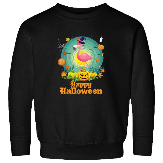 Pink Flamingo Happy Halloween Flamingo Dog Pumpkin Witch ghosts Cute Scary 162 Flamingos Sweatshirts