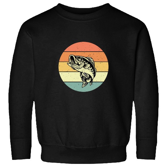 Fishing Retro Bass Fish Outfit Largemouth Bass Fishing Fisher Sweatshirts
