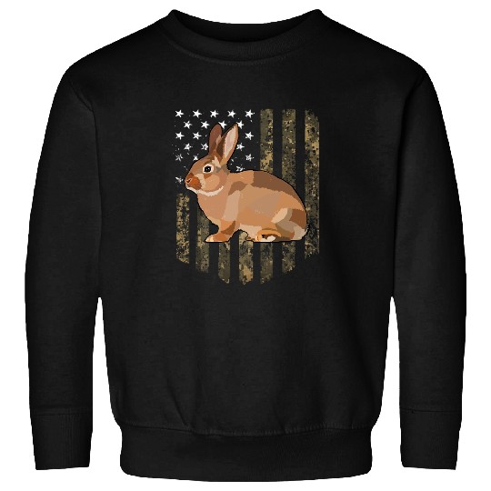 Camo American Flag Rabbit 4th Of July Farm Animal Sweatshirts