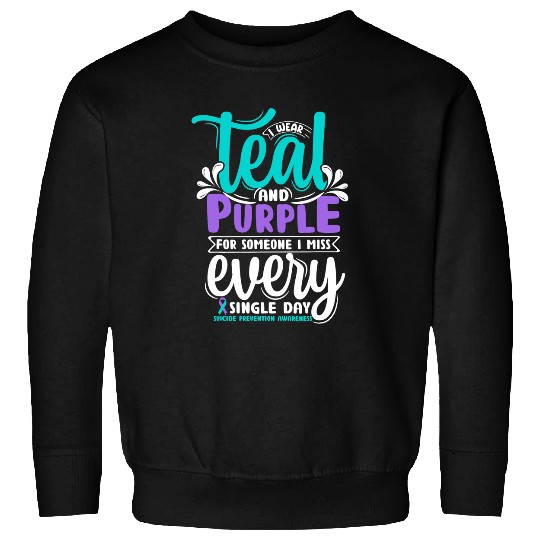 I Wear Teal Purple Ribbon suicides Prevention Awareness Sweatshirts
