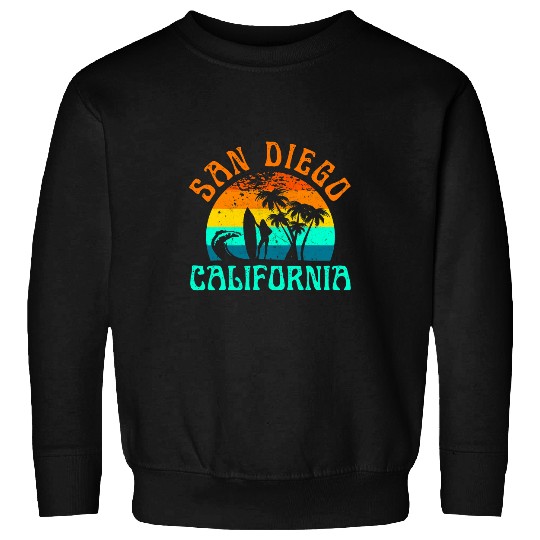 Surf Life San Diego californias Beach Surf Summer Vacation Girl Vintage Sweatshirts