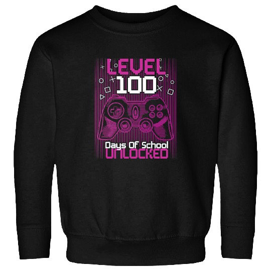 Game Gaming 100th Day Of School For Boy Level Unlocked Video Game Boys 92 Gamer Loving Game Sweatshirts