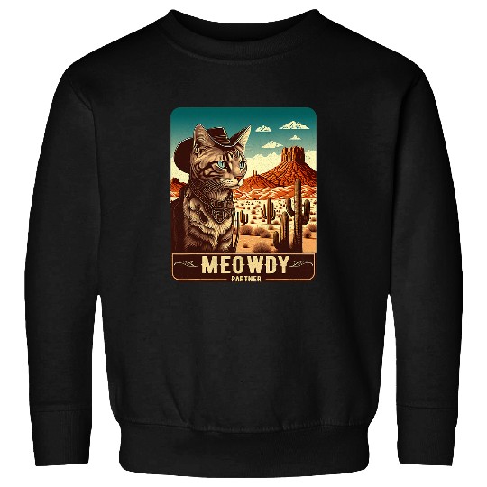 Meowdy Funny Country Music Cat Cowboy Hat Poster Funny Sweatshirts