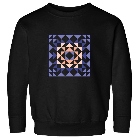 Sewing Machine Barn Quilt Geometric Shapes Design in Peach and Lavender Sweatshirts