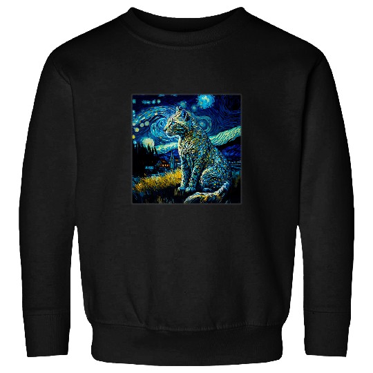 Leopard Gift Surrealism Starry Night Snow Leopard Sweatshirts