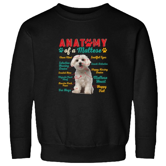 Dog Maltese vintages Anatomy Of A Maltese Funny Dog Owner Lover Family Sweatshirts