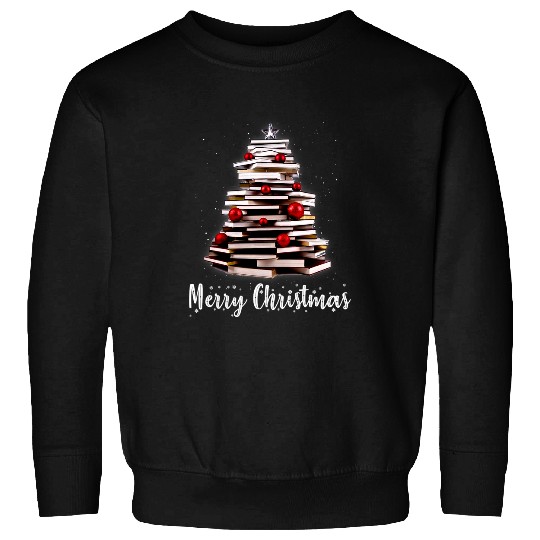 Reading Book Merry Christmas Tree Love Reading Books Librarian Nerd Reader Sweatshirts