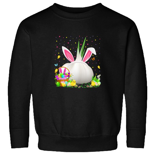Garlic Easter Egg Hunt Bunny Garlic Easter Sunday Sweatshirts
