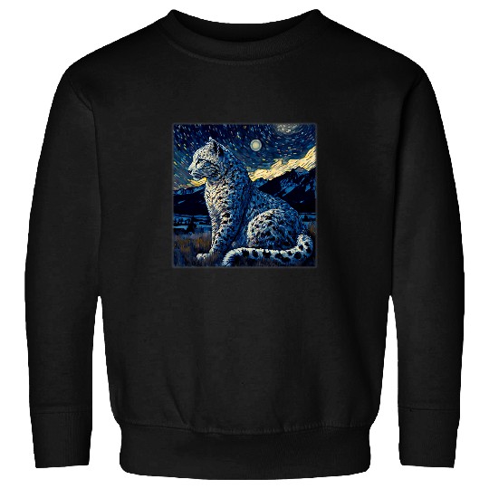 Leopard Gift Surrealism Starry Night Snow Leopard 1 Sweatshirts