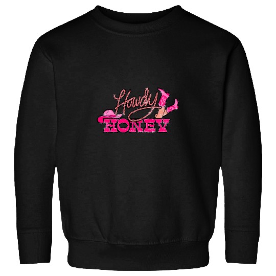 Howdy Honey Cowgirls Hat Western Valentines Day Retro Groovy Sweatshirts