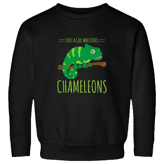 Chameleon Cute Girl Who Loves Chameleons Graphic Art Sweatshirts