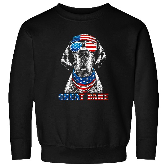 Dog Great Dane Patriotic Dog Breed American Great Dane Dog Lovers Sweatshirts