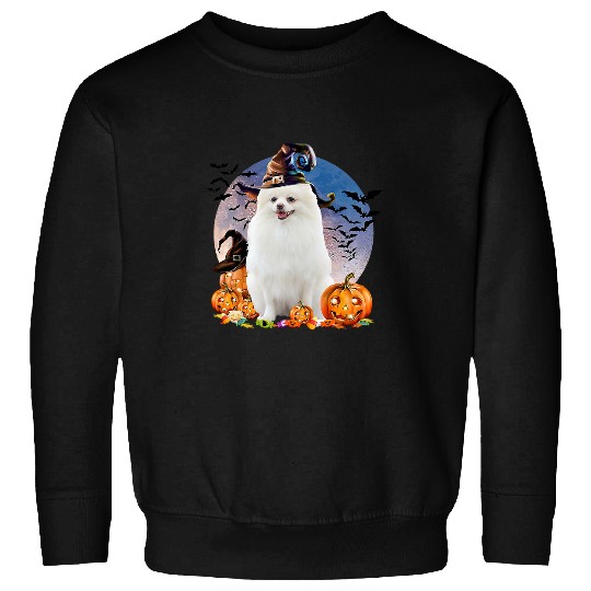 Dog Pomeranian Halloween Pomeranian Jack O Lantern Pumpkin Moon 42 Sweatshirts