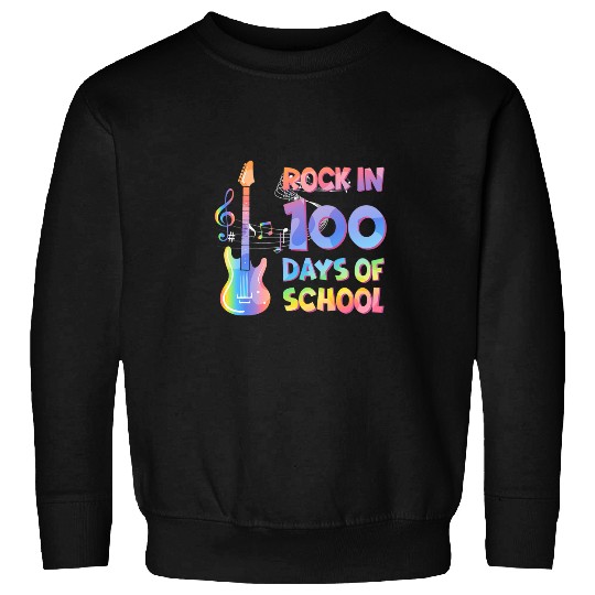 Guitarist Rockin 100 Days Of School Guitar Student Music Teacher Guitar Sweatshirts