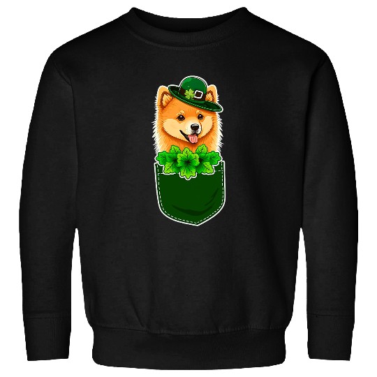 Finnish Spitz St Patricks Day Dog Lover Pocket Sweatshirts