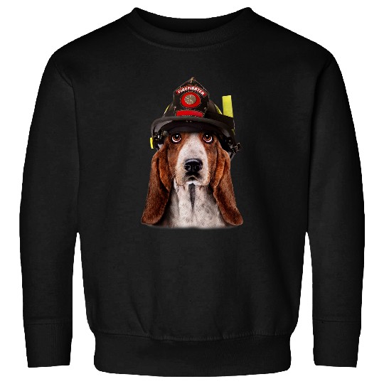Fireman Firefighter T Brave Basset Hound Dog in Firefighter Helmet Firemen Sweatshirts