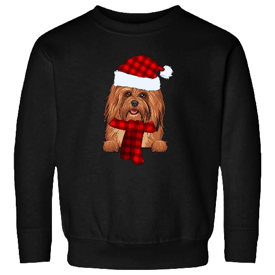 Dog Havanese Santa Hat buffalo plaids Christmas Sweatshirts