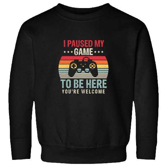 Game Gaming I Paused My Game To Be Here Youre Welcome Retro Gamer 79 Gamer Loving Game Sweatshirts