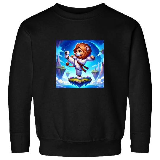 Kawaii Lion Karate Adorable Pose Karate Master Sweatshirts