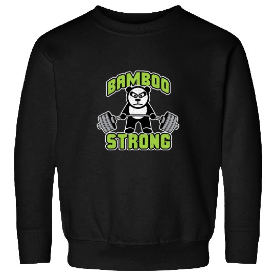 Funny Bear Panda Bear Weightlifting Bamboo Strong Motivational Gym Cute Bears Sweatshirts