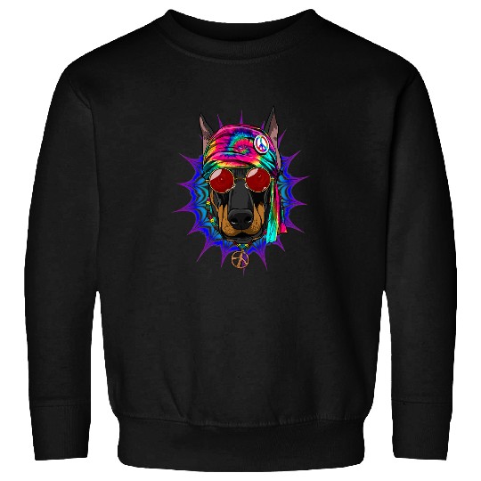 Tie Dye Hippie Doberman Hippiness Peace Love Dog 697 Sweatshirts