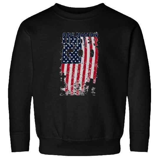 Christian ONE NATION UNDER GOD Christian Cross American Flag Christ Sweatshirts