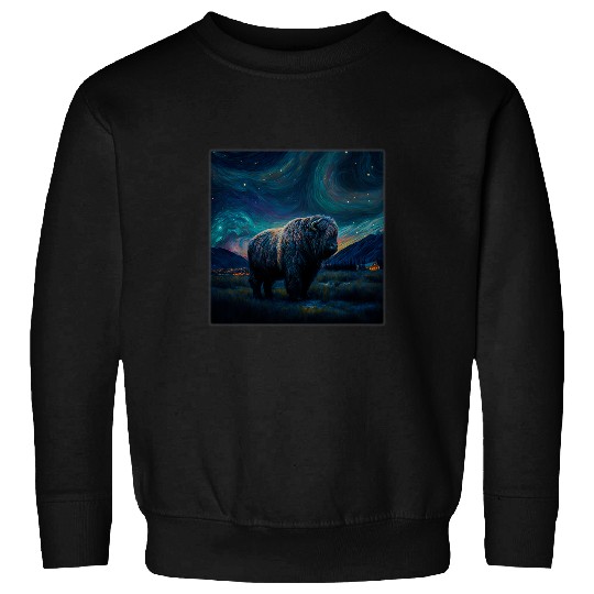 Surrealism Starry Night Musk Ox 1 Sweatshirts