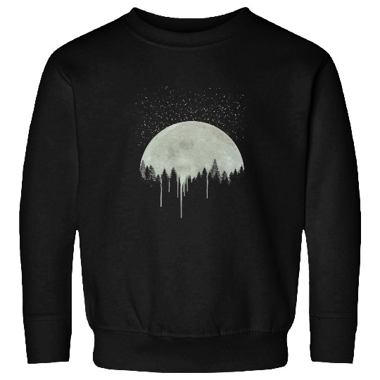 Full Moon Forest Stars Whimsical Art Painting Nature Trees Sweatshirts
