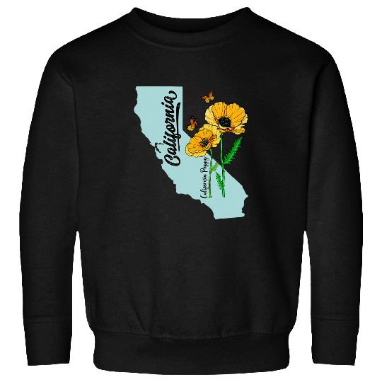 californias Poppies Flower Botanical Illustration Women Girls Sweatshirts