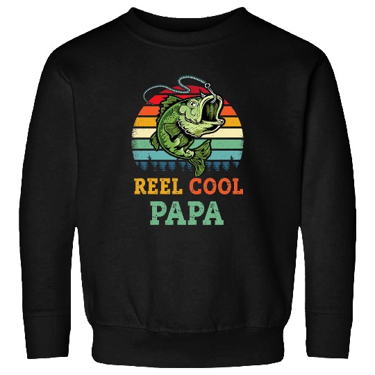 Fishing Reel Cool Papa Bass Bass FishFathers Day sDad Fish Fisher Hook Fisher Sweatshirts