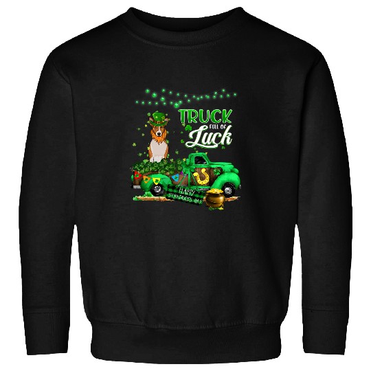 Dog Basenji St Patricks Day Truck Basenji Family Shamrock Clover Sweatshirts