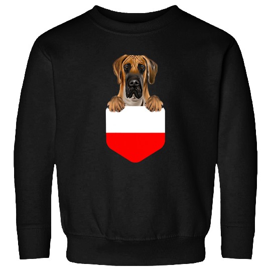 Dog Great Dane Poland Flag Brown Great Dane Dog In Pocket Sweatshirts