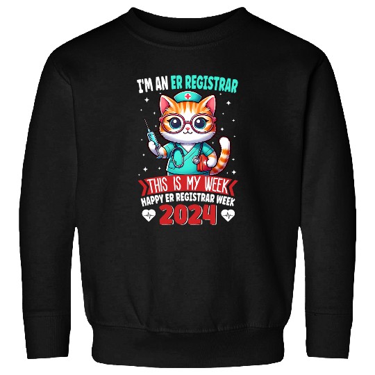 ER Registrar Happy nurses Week 2024 Cute Cat nurses Nursing Sweatshirts
