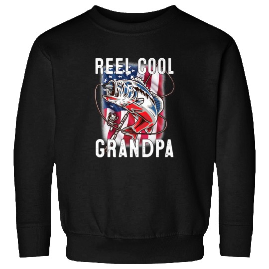 Fishing Reel Cool Grandpa vintages Flag Fathers Day Premium11 Fisher Hook Fisher Sweatshirts