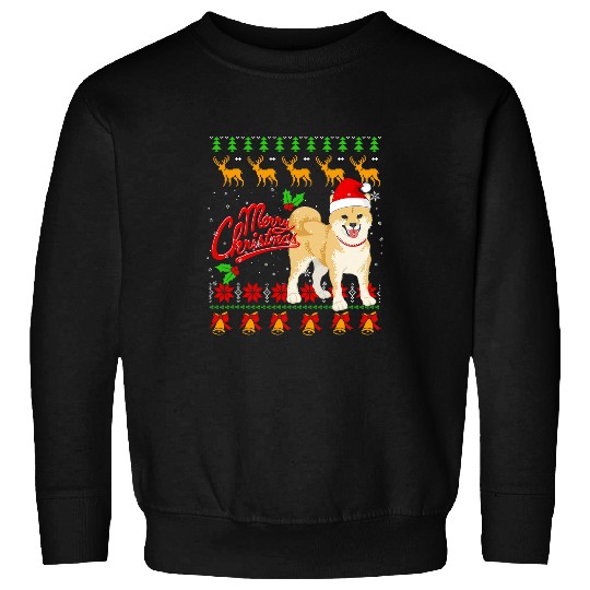 Dog Shiba Inu Cute Shiba Inu Christmas Lights With Santa Hat Dog Dad Mom 3 Sweatshirts