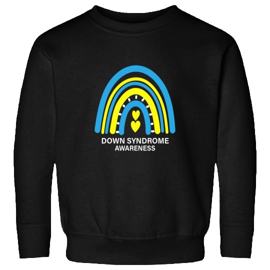 Down Syndromes Awareness Blue Yellow Rainbow Sweatshirts