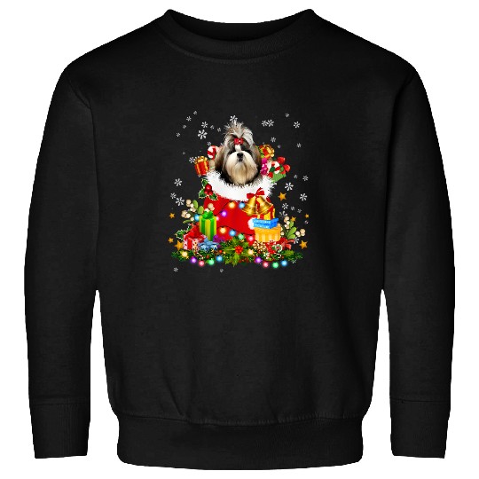 Shih Tzu Christmas Tree Lights Pajamas xmass Matching Sweatshirts